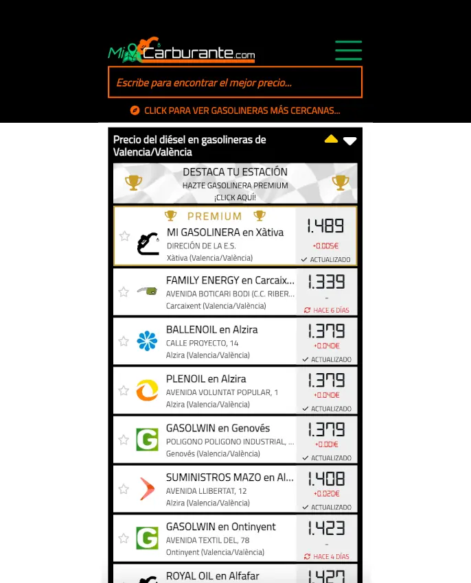 Anúnciate en MiCarburante.com y muestra los precios de tu gasolinera